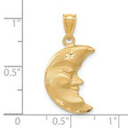 14K Gold Men's Moon Charm with Satin Diamond-Cut for Timeless Elegance