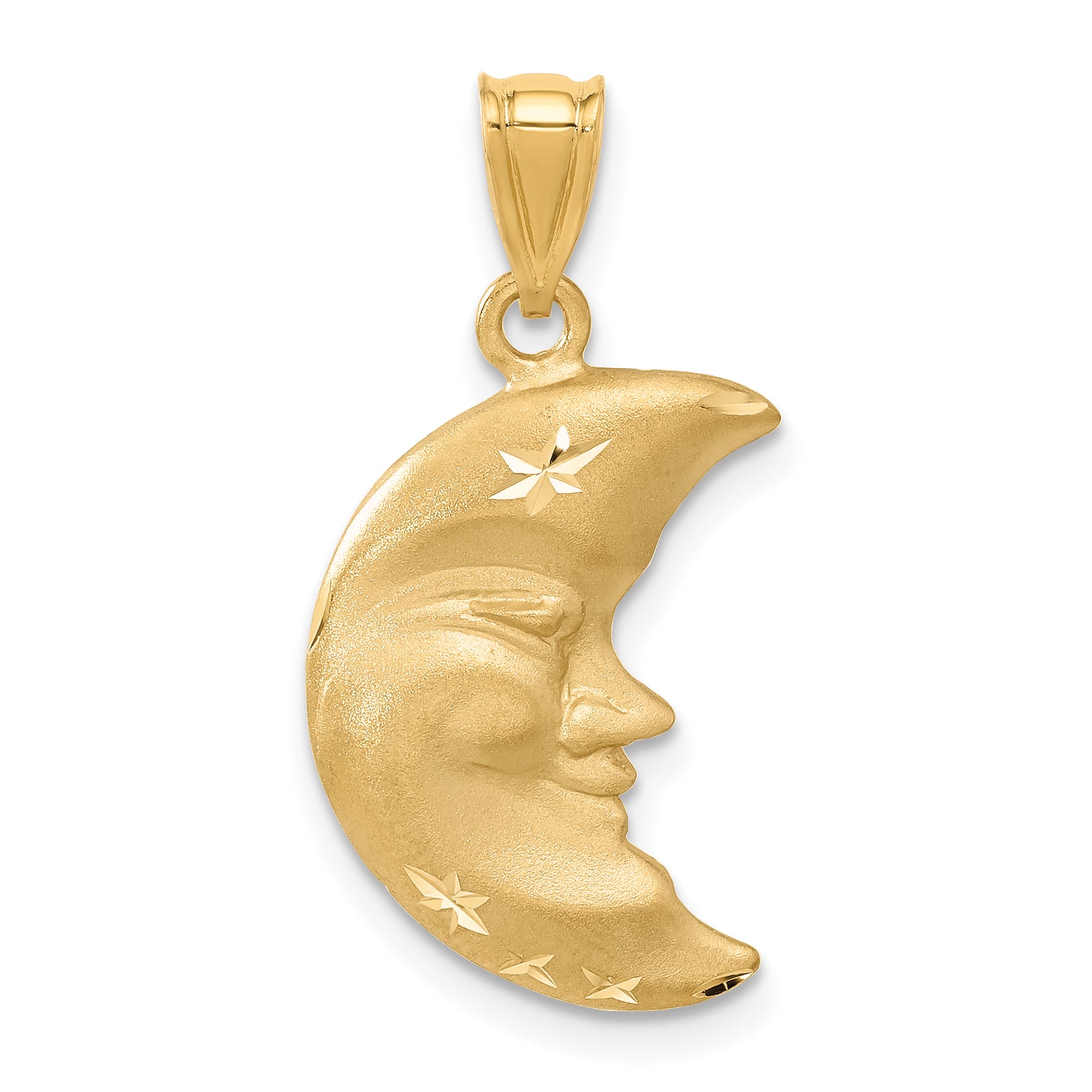 14k Satin Diamond-cut Moon Charm Main image