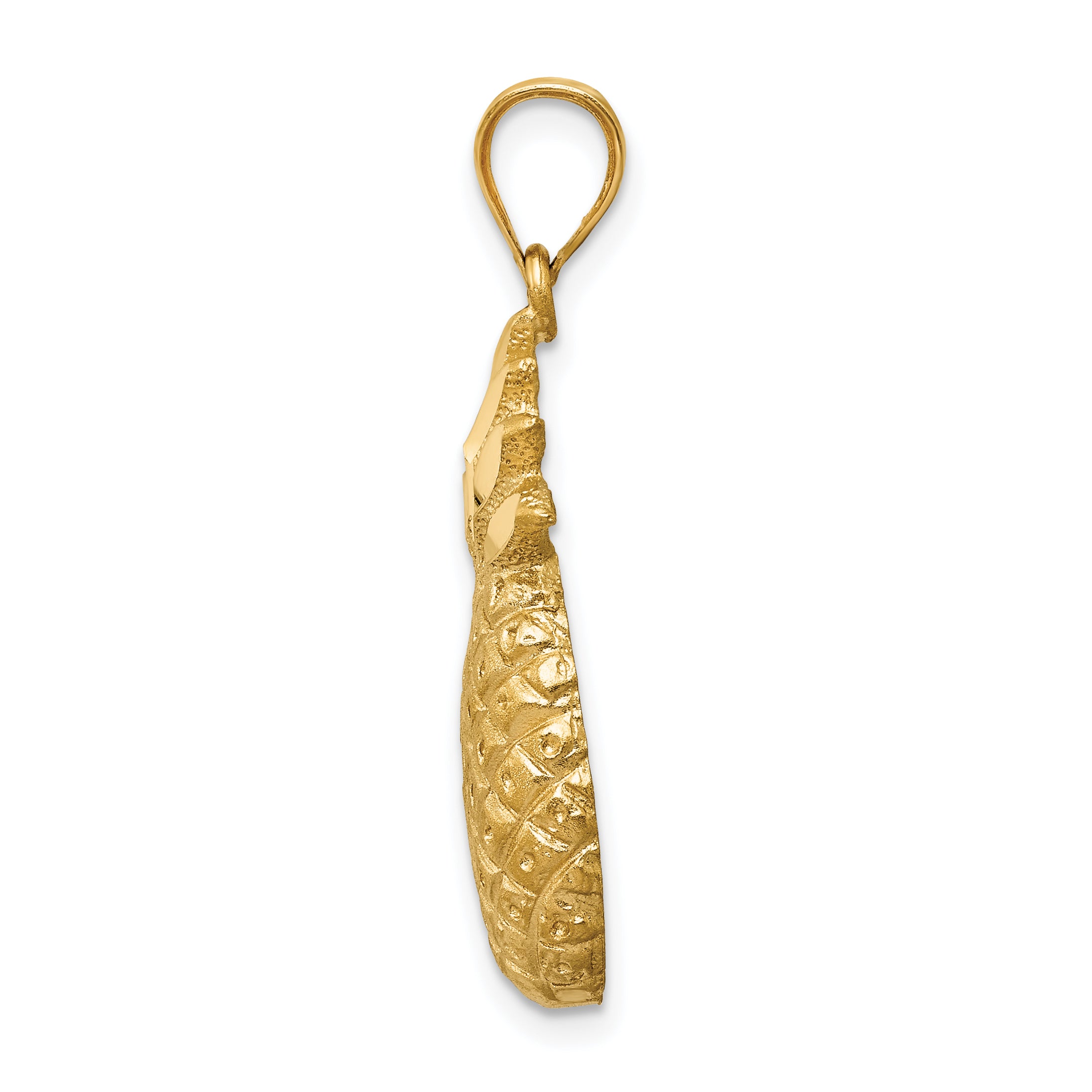 14K Gold Pineapple Charm with Diamond-Cut Details and Polished Finish