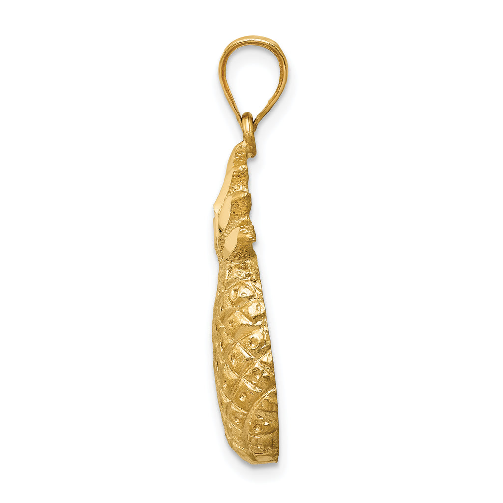 14K Gold Pineapple Charm with Diamond-Cut Details and Polished Finish
