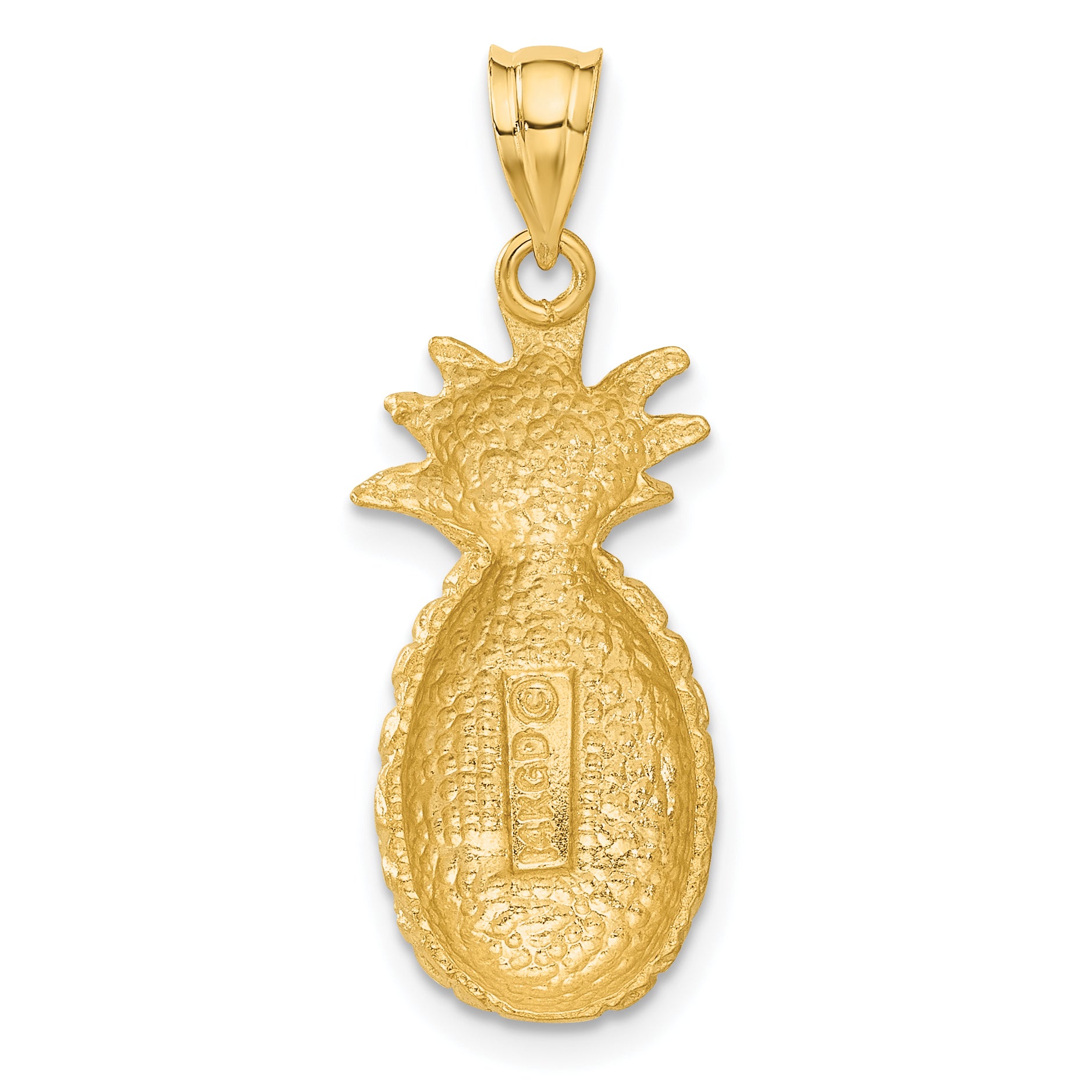 14K Gold Pineapple Charm with Diamond-Cut Details and Polished Finish