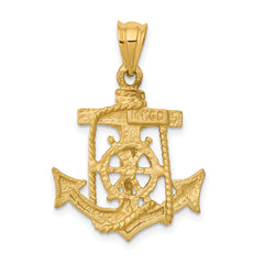 14K Gold Mariners Cross Pendant with Anchor Elegant Faith and Strength Symbol