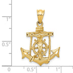14K Gold Mariners Cross Pendant with Anchor Elegant Faith and Strength Symbol
