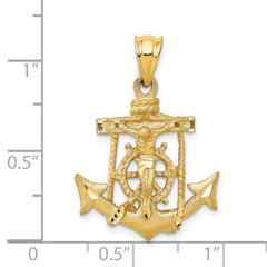 14K Gold Mariners Cross Pendant with Anchor Elegant Faith and Strength Symbol