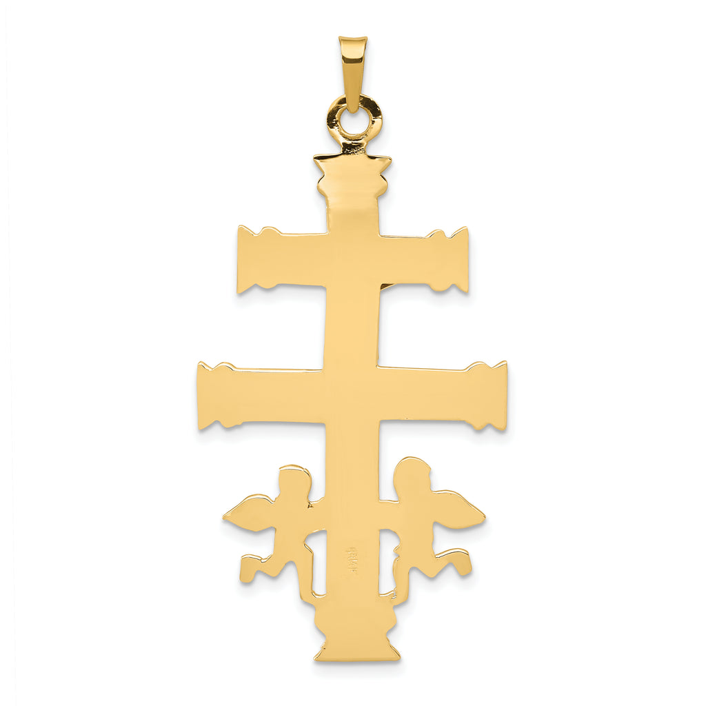 14K Two-Tone Gold Cara Vaca Crucifix Pendant: Solid, Elegant, Faith-Inspired Design