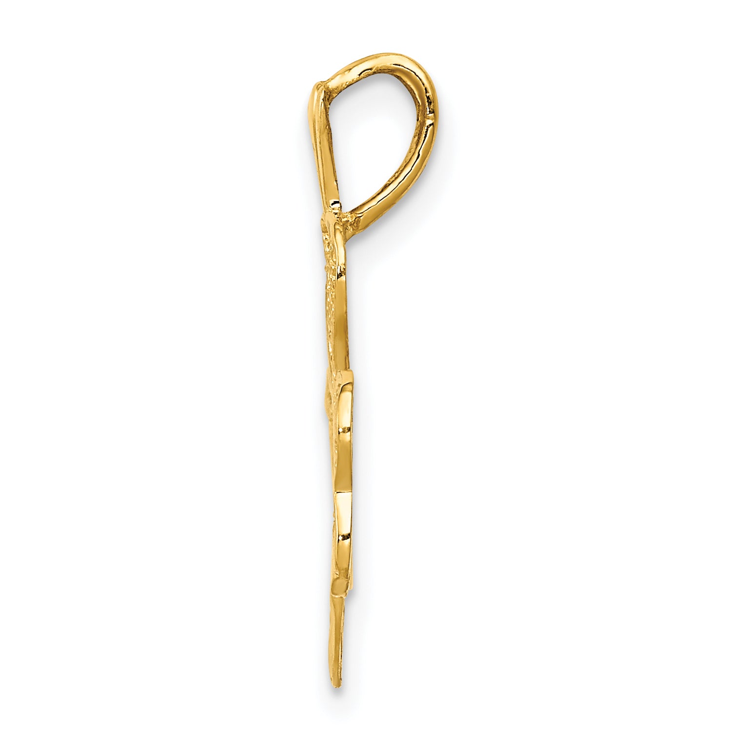 14K Gold Filigree Shamrock Charm with Polished Finish by Sophia Jewelers