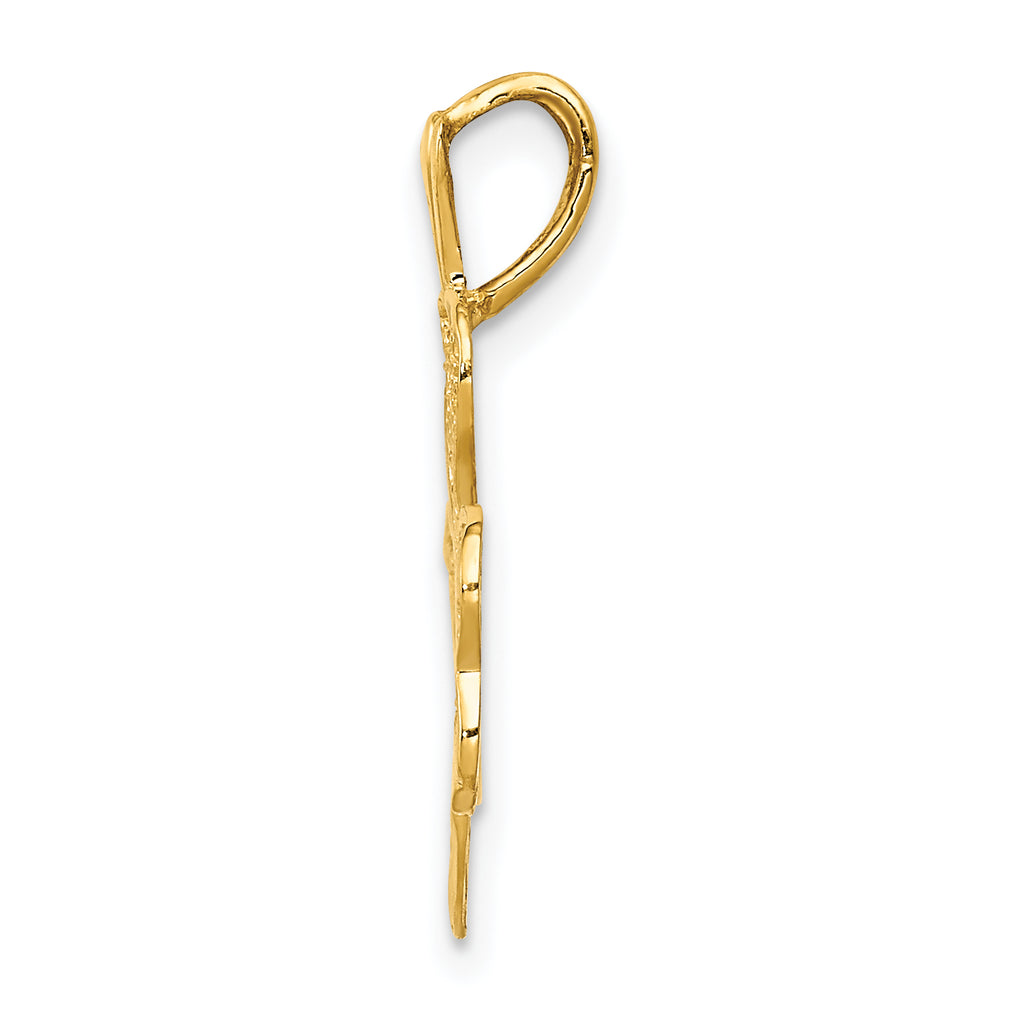14K Gold Filigree Shamrock Charm with Polished Finish by Sophia Jewelers