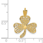 14K Gold Filigree Shamrock Charm with Polished Finish by Sophia Jewelers