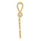 14K Gold Textured Initial B Charm Polished Large Pendant