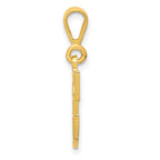 14K Gold Textured Initial C Pendant Polished Large Charm