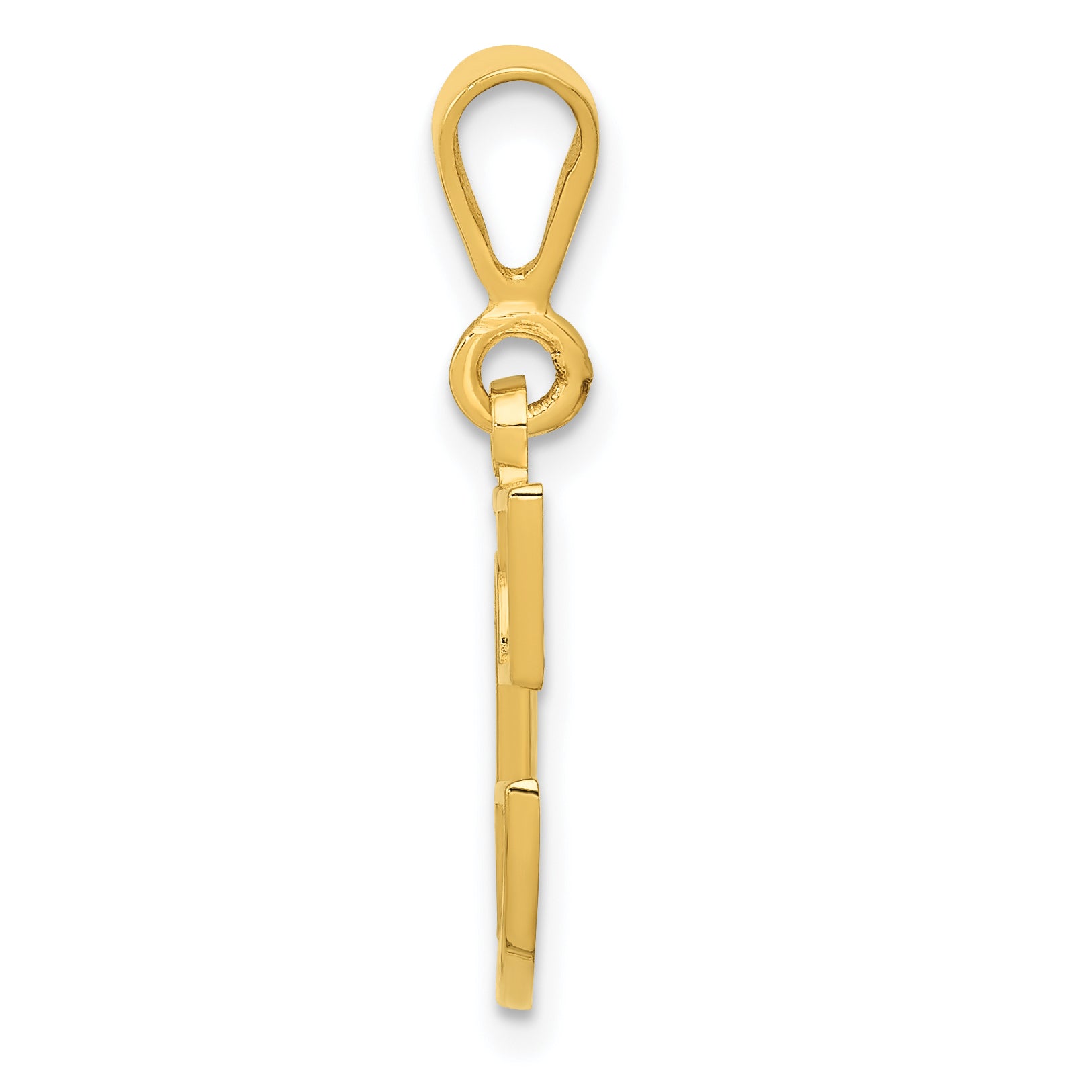 14K Gold Textured Initial C Pendant Polished Large Charm