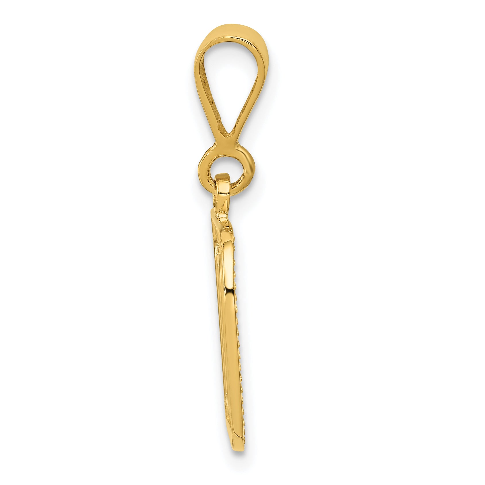 14K Gold Large Textured Initial D Pendant Polished Elegance