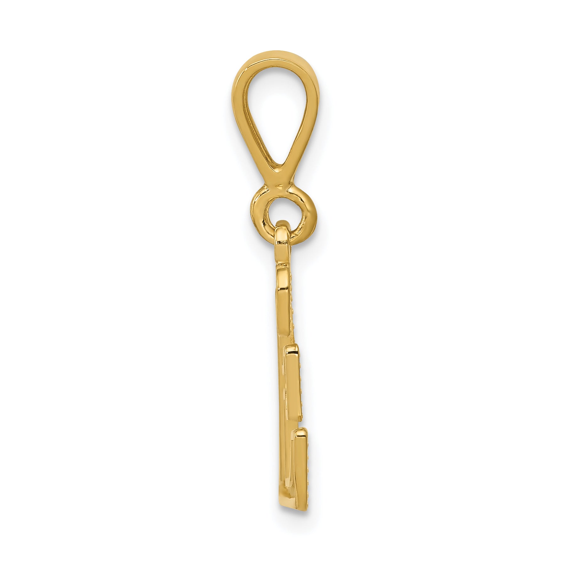 Sophia Jewelers 14K Gold E Charm with Textured Polished Finish
