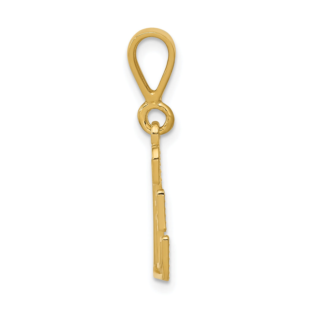 Sophia Jewelers 14K Gold E Charm with Textured Polished Finish