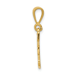 14K Gold Textured Large Initial F Charm with Polished Finish