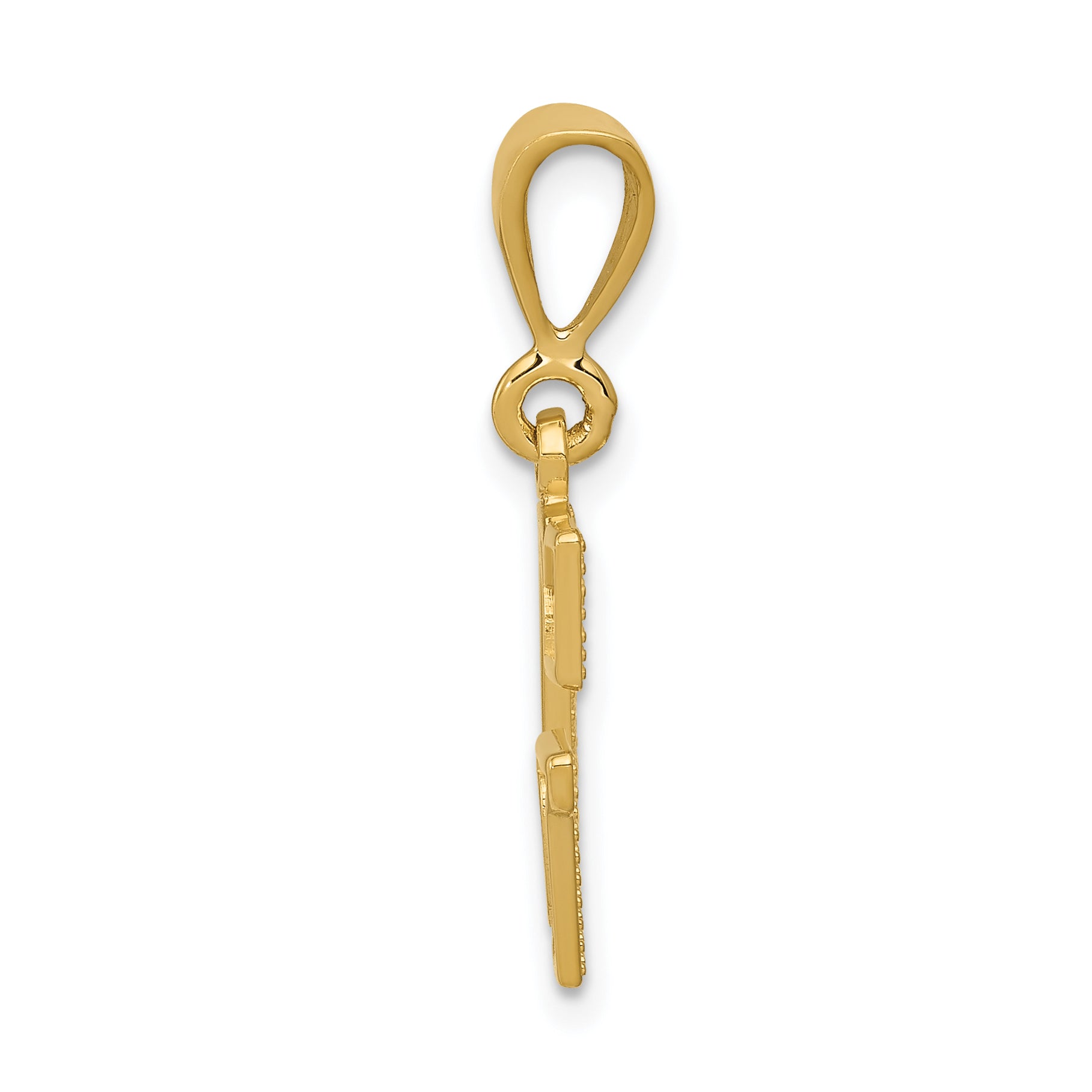 14K Gold Textured Initial G Charm with Polished Finish