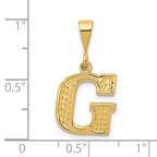 14K Gold Textured Initial G Charm with Polished Finish