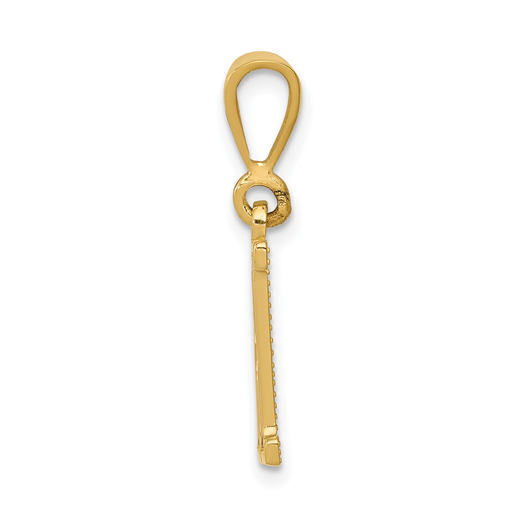 14K Gold Textured Initial H Charm with Polished Finish