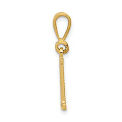 14K Gold Textured Initial H Charm with Polished Finish