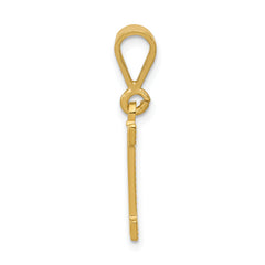 14K Gold Textured Initial I Charm Pendant in Polished Finish