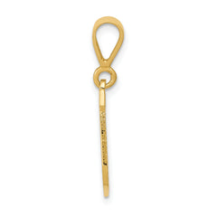 14K Gold Textured Initial J Charm with Polished Finish