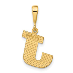 14K Gold Textured Initial J Charm with Polished Finish