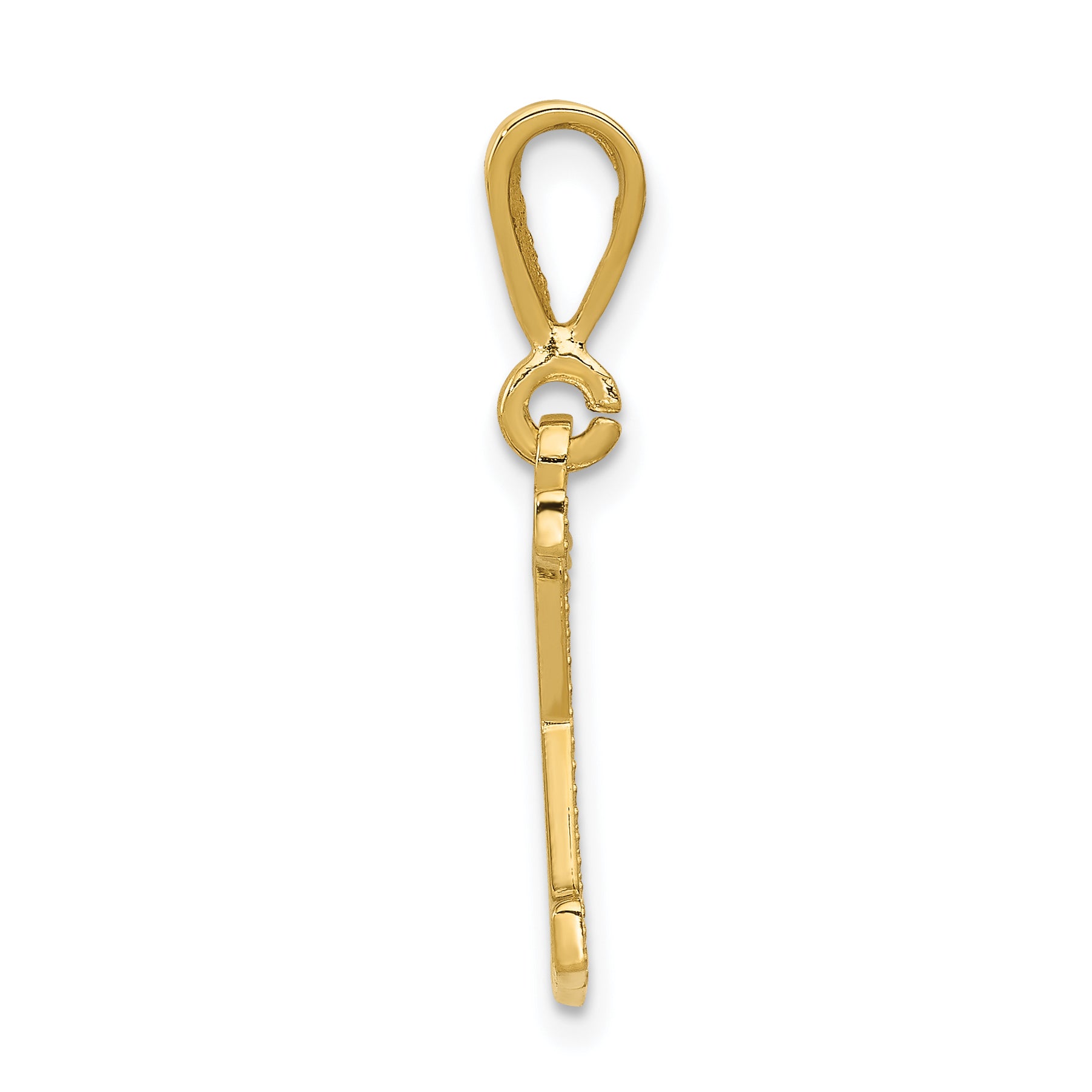 14K Gold Textured Initial K Charm with Polished Finish Secondary image