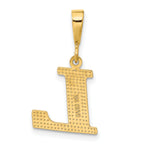 14K Gold Textured Initial L Charm with Polished Finish