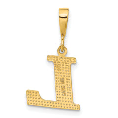 14K Gold Textured Initial L Charm with Polished Finish