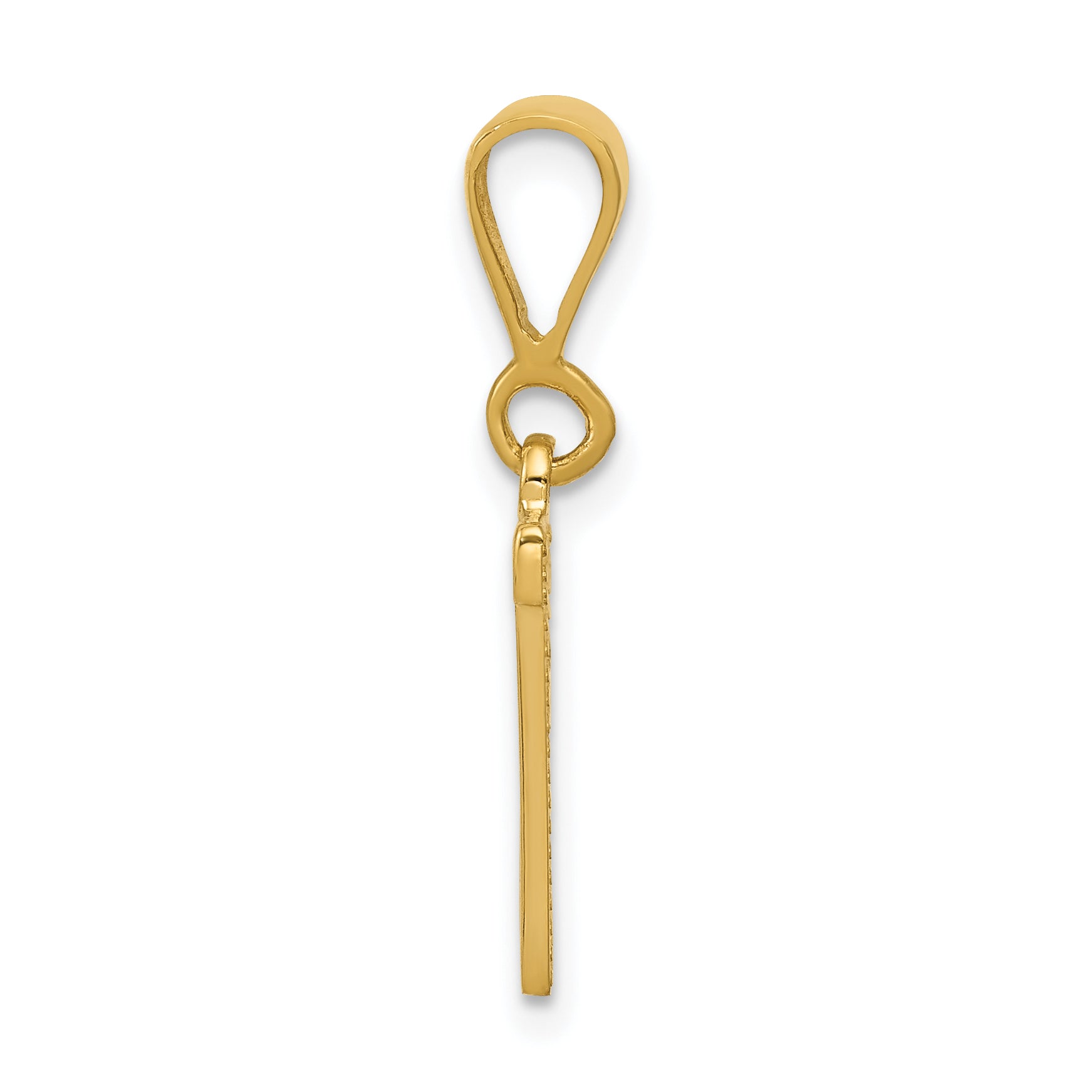 14K Gold Textured N Initial Charm with Polished Finish