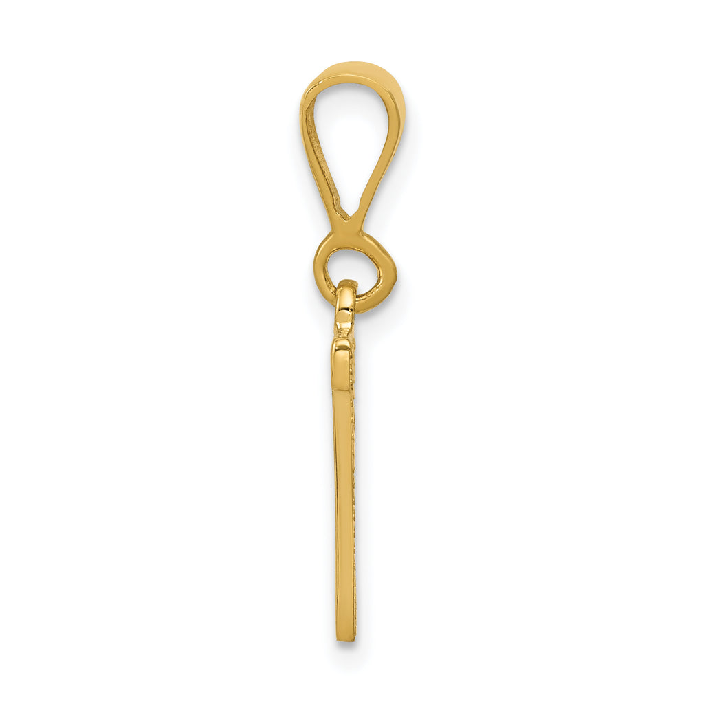 14K Gold Textured N Initial Charm with Polished Finish