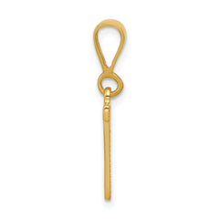 14K Gold Textured N Initial Charm with Polished Finish