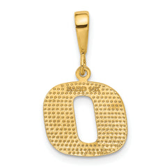 14K Gold Textured Initial O Charm with Polished Finish