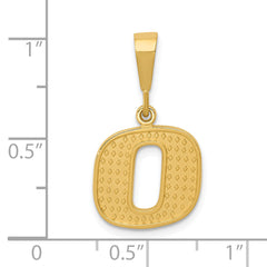 14K Gold Textured Initial O Charm with Polished Finish