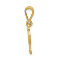 14K Gold Textured Initial P Pendant Charm Polished Large Design