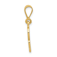 14K Gold Polished Textured Initial R Charm in Elegant Large Design