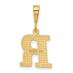 14K Gold Polished Textured Initial R Charm in Elegant Large Design
