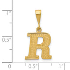 14K Gold Polished Textured Initial R Charm in Elegant Large Design