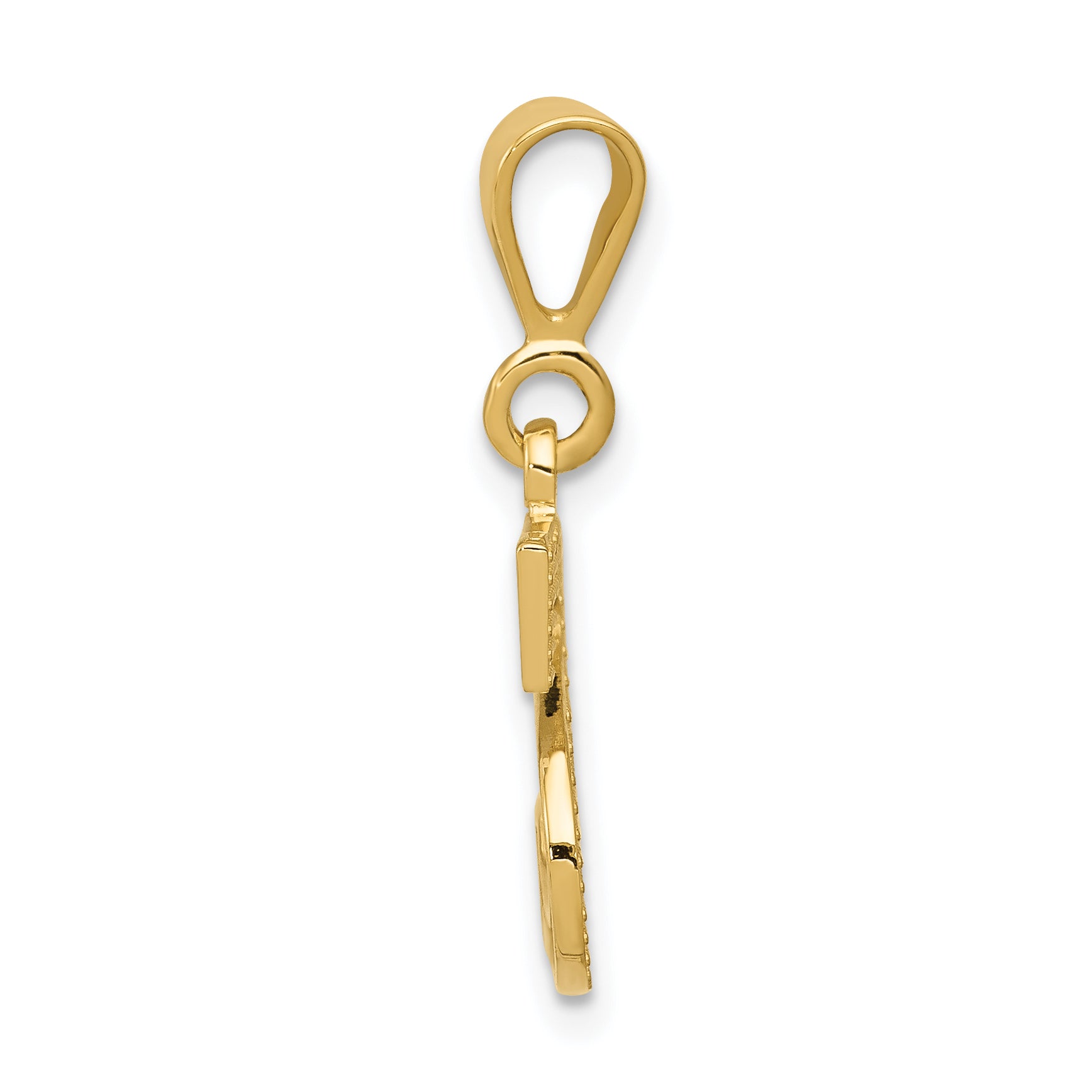 14K Gold Textured Initial S Charm with Polished Finish