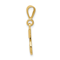 14K Gold Textured Initial S Charm with Polished Finish