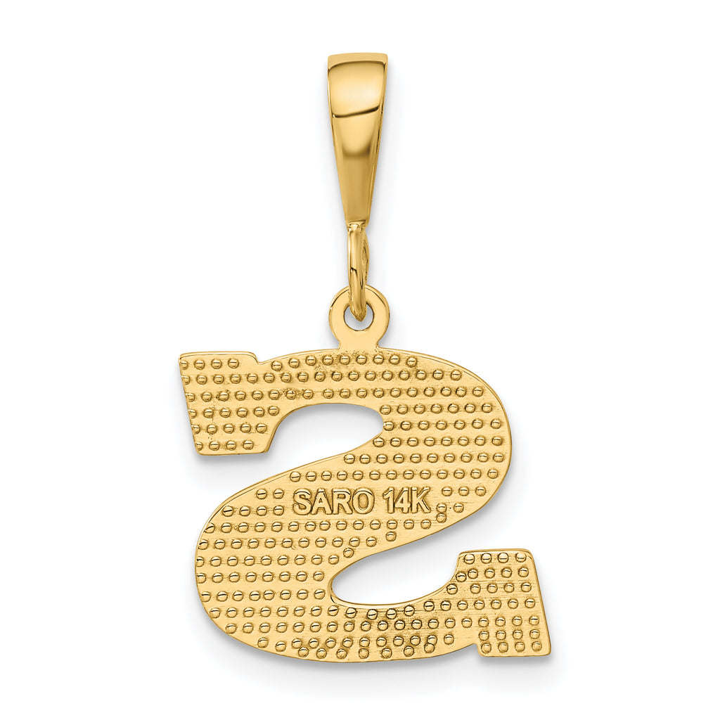 14K Gold Textured Initial S Charm with Polished Finish