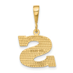 14K Gold Textured Initial S Charm with Polished Finish