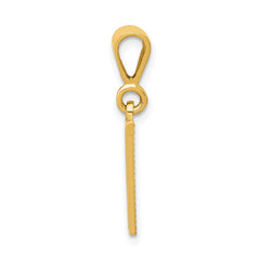 14K Gold Textured Initial V Charm with Polished Finish