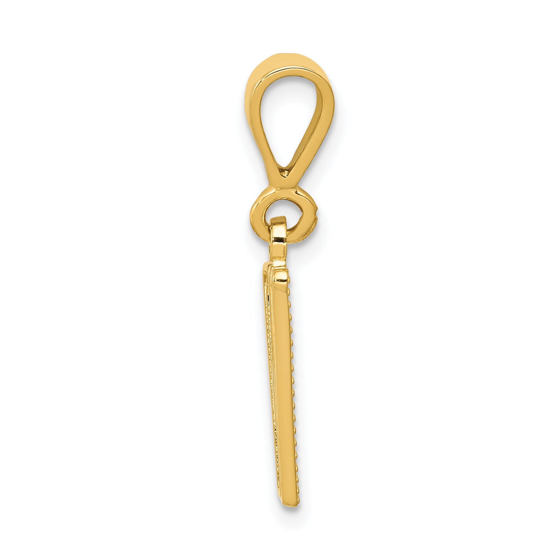 14K Gold Textured Initial W Charm with Polished Large Design
