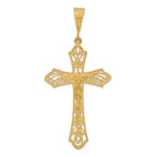 14K Gold Satin Diamond-Cut Crucifix Pendant Elegant Design