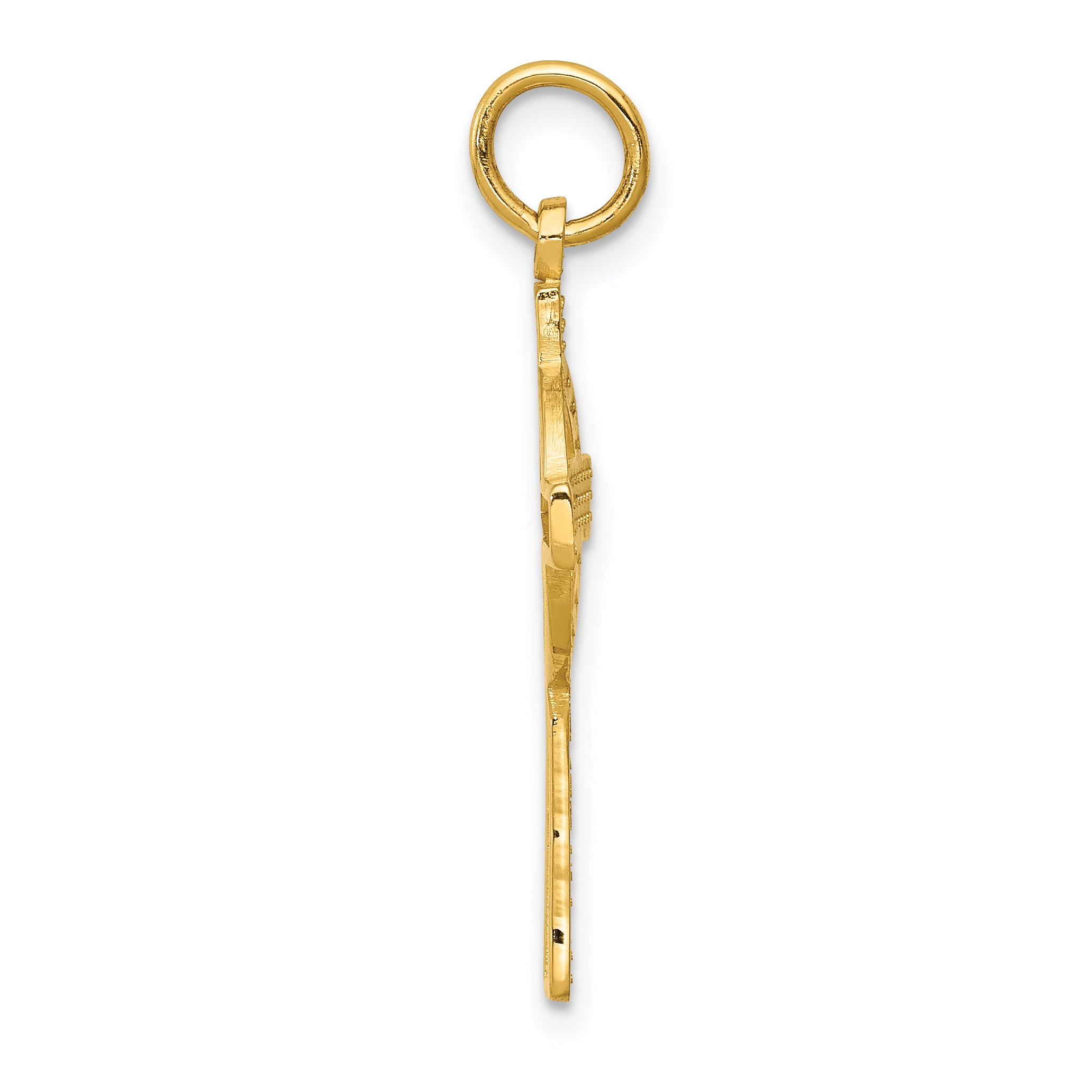 14K Gold Celtic Cross Pendant with Polished Textured Finish