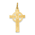 14K Gold Celtic Cross Pendant with Polished Textured Finish