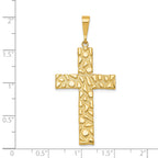 14K Gold Nugget Style Cross Pendant with Polished Textured Finish
