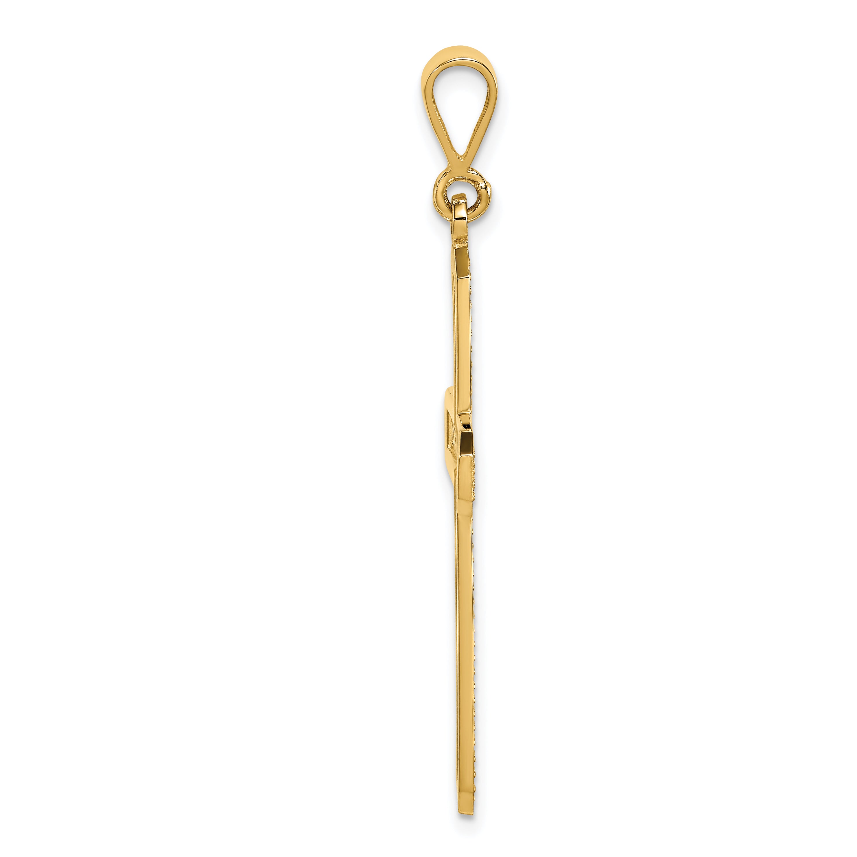 14K Gold Cross Pendant with Polished Texture Elegant Design Secondary image