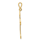 14K Gold Budded Cross Pendant with Textured Back Elegance
